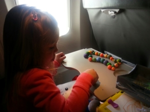 Playing with Play-Doh balls on a recent flight.
