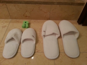 Daughter/Daddy slippers at the Four Seasons, Silicon Valley.