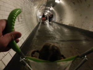Baby's-eye view of the Greenwich Foot Tunnel.