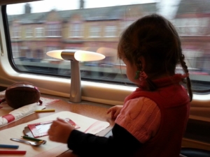 Little R, loved every minute on the high-speed train.