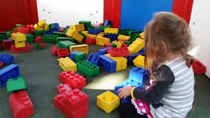 R, getting busy with blocks in Duplo Village.