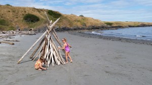 Building teepees at Eagle Cove.